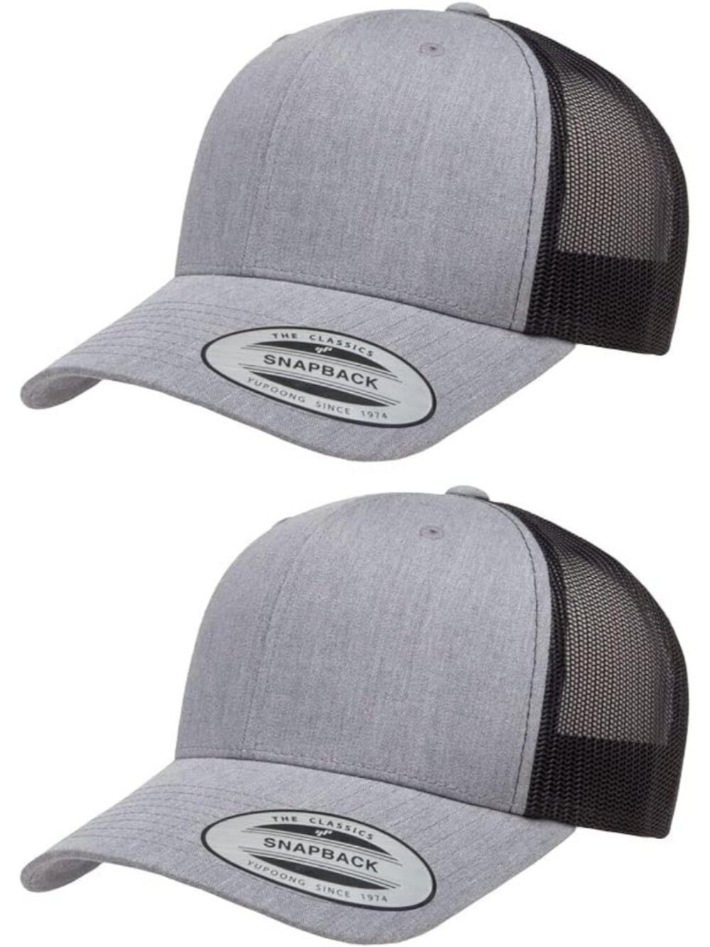 Men Heather/Black Cotton Classics Trucker Mesh Cap YP Snapback Loose Fit Hat Cap